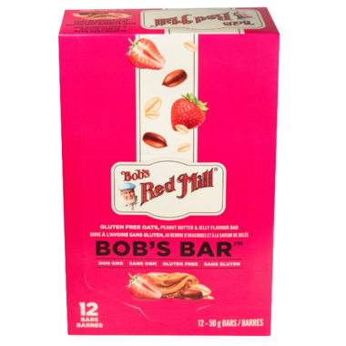 BOB'S REDMILL, PEANUT BUTTER & JELLY FLAVOUR BAR, 12 x 50G