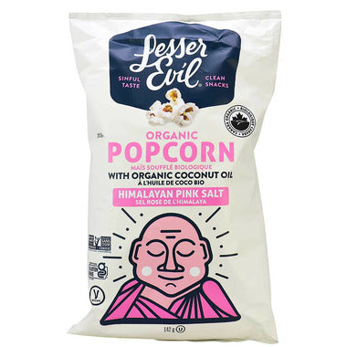 LESSER EVIL, ORGANIC POPCORN - HIMALAYAN PINK SALT, 12 x 142G