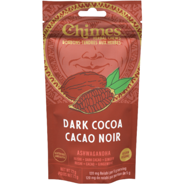 CHIMES, DARK COCOA CALMER ADAPTOGEN HERBAL CHEW, 6 x 72G