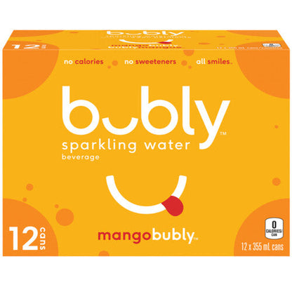 BUBLY MANGO SPARKLING WATER, 12 x 355 ML