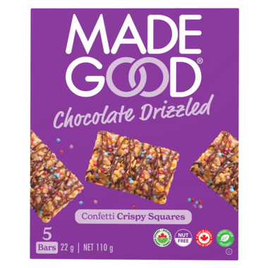 MADE GOOD, DRIZ CONFETTI CRISPY SQUARES OR, 6 x 5X22G