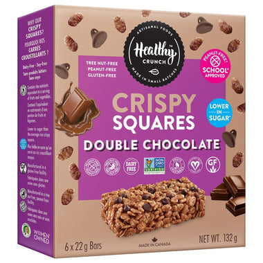 HEALTHY CRUNCH, RICE CRISPY SQUARES DOUBLE CHOCOLATE, 6 x 6X22G
