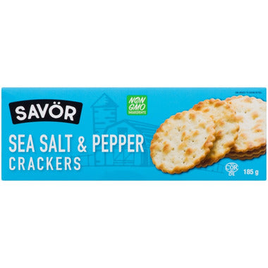 SAVOR, SEA SALT & PEPPER CRACKERS, 12 x 185G
