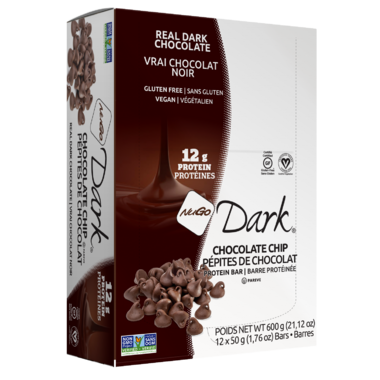 NUGO NUTRITION, DRK CHOC CHIP BARS, 12 x 50G