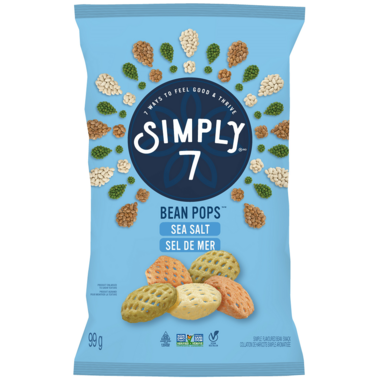 SIMPLY 7 SNACK, BEAN POPS SEA SALT, 12 x 99G