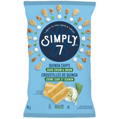 SIMPLY 7 SNACK, QUINOA CHIP - SOUR CREAM & ONION, 12 x 99G