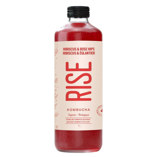 RISE KOMBUCHA, HIBISCUS & ROSE HIPS CLASSIC, 6 x 1L