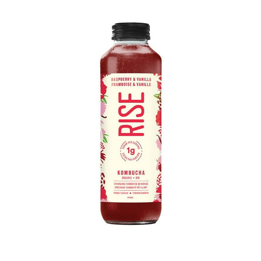 RISE KOMBUCHA, RASPBERRY & VANILLA 1G, 12 x 414ML