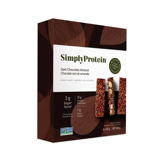 SIMPLY PROTEIN, DARK CHOCOLATE ALMOND - SNACK BAR 4PK, 6 x 160G
