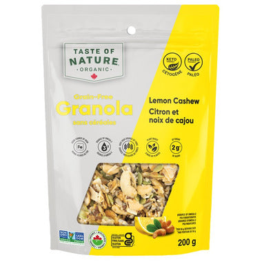 TASTEOFNATURE, LEMON CASHEW - GRAIN FREE GRANOLA, 6 x 200G