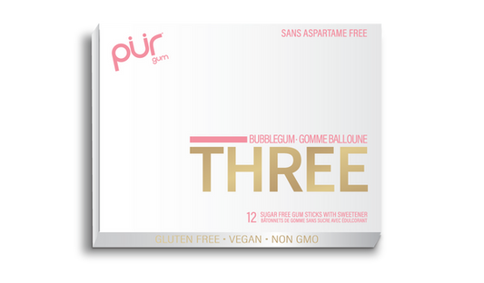 PUR, THREE BUBBLEGUM, 10 x 12CT