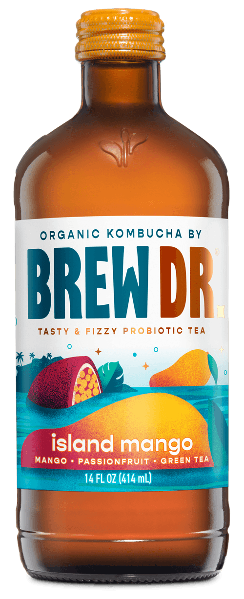 BREW DR. KOMBUC, ISLAND MANGO KOMBUCHA, 12 x 414ML