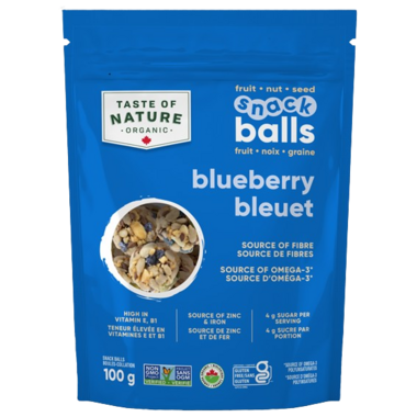 TASTEOFNATURE, ORG SNACK BALLS BLUEBERRY, 6 x 100G