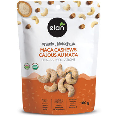 ELAN, ORGANIC MACA CASHEWS SNACKS, 8 x 160G