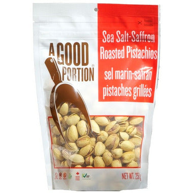 A GOOD PORTION, SEA SALT-SAFFRON ROASTED PISTACHIOS, 10 x 250G