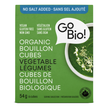 GO-BIO, NO SALT ADDED ORGANIC VEGETABLE CUBES, 15 x 54G