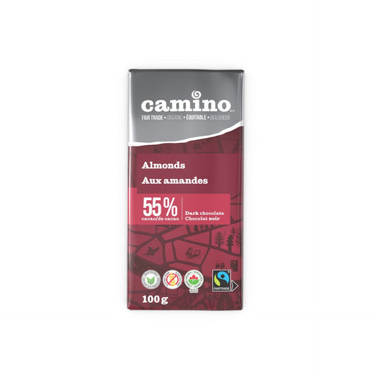 CAMINO, DRK CHOC BAR W ALMNDS OR, 12 x 100G