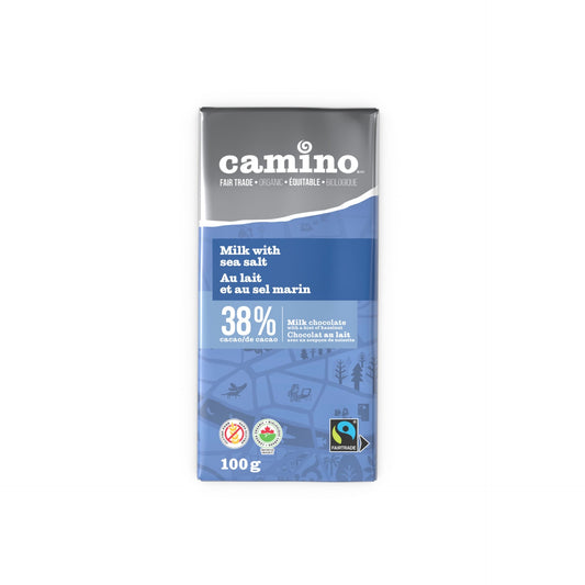 CAMINO, MLK CHOC W SEA SALT 38% COCOA OR, 12 x 100 G