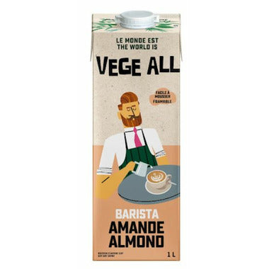 VEGE'ALL, BARISTA ALMOND 1L- BILINGUAL -, 8 x 1L