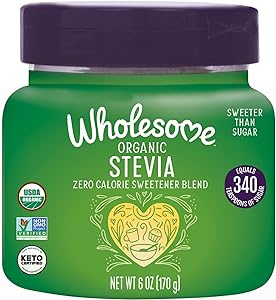 WHOLESOME SWEET, ORGANIC STEVIA SPOONABLE JAR, 6 x 170G