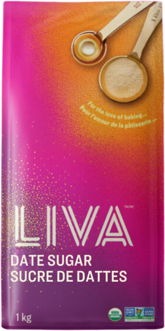 LIVA, RAW DATE SUGAR -1KG BAKING PACK, 6 x 1KG