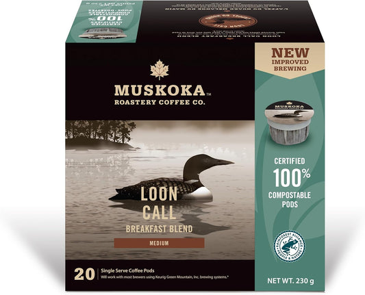 MUSKOKAROASTERY, COMPOSTABLE PODS - LOON CALL, 6 x 230G