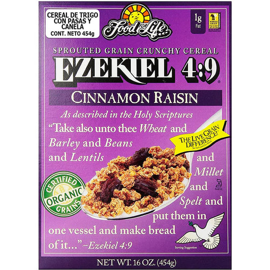 FOOD FOR LIFE, EZEKIEL 4 9 CIN RAISN CEREAL OR, 6 x 454G