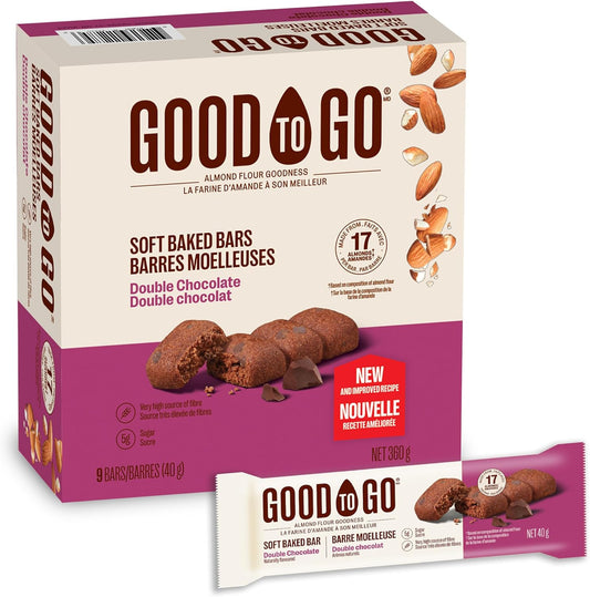 GOOD TO GO, DOUBLE CHOCOLATE SOFT BAKED BARS, 9 x 40G