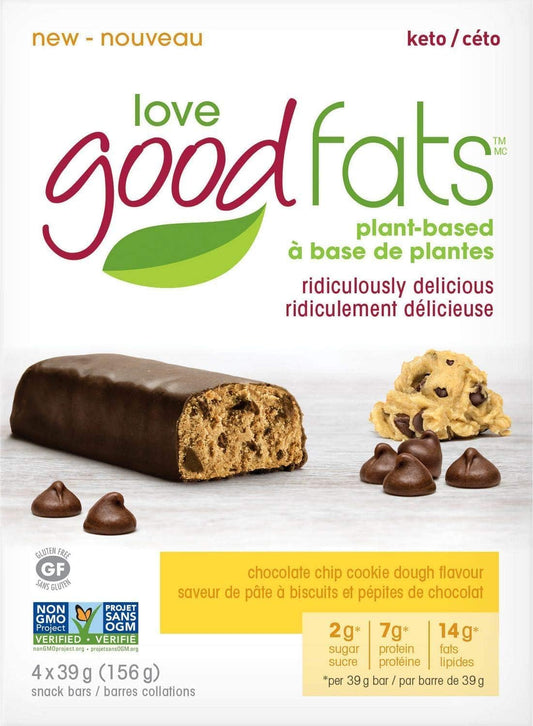 LOVE GOOD FATS, PLANT-BASED CHOCOLATE CHIP COOKIE DOUGH, 12 x 4 X 39G