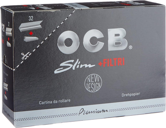 OCB BLACK PREMIUM CIGARETTE PAPER WITH FILTERS (KING SIZE), 32 X 1 UN