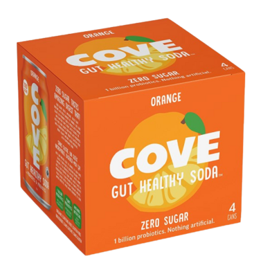 COVE DRINKS, ORANGE- GUT HEALTHY SODA - 4PK, 6 x 4 X 355