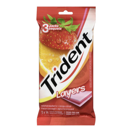 TRIDENT LAYERS GUM STRAWBERRY-CITRUS, 20 X 3 UN