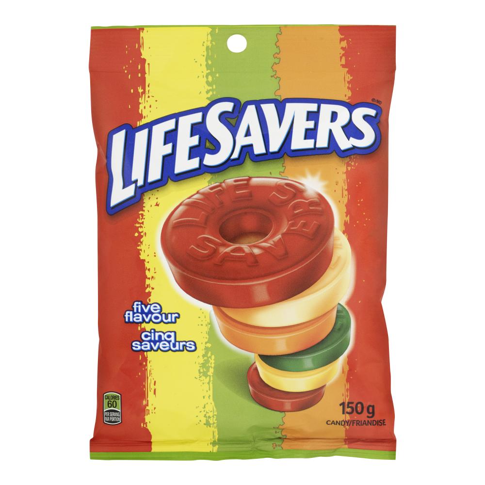 LIFESAVER CANDY 5 FLAVORS CELLOPHANE, 12 X 150 G
