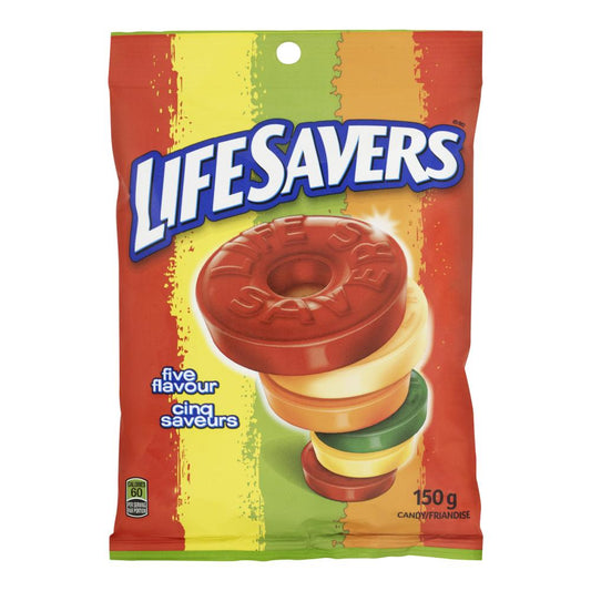 LIFESAVER CANDY 5 FLAVORS CELLOPHANE, 12 X 150 G