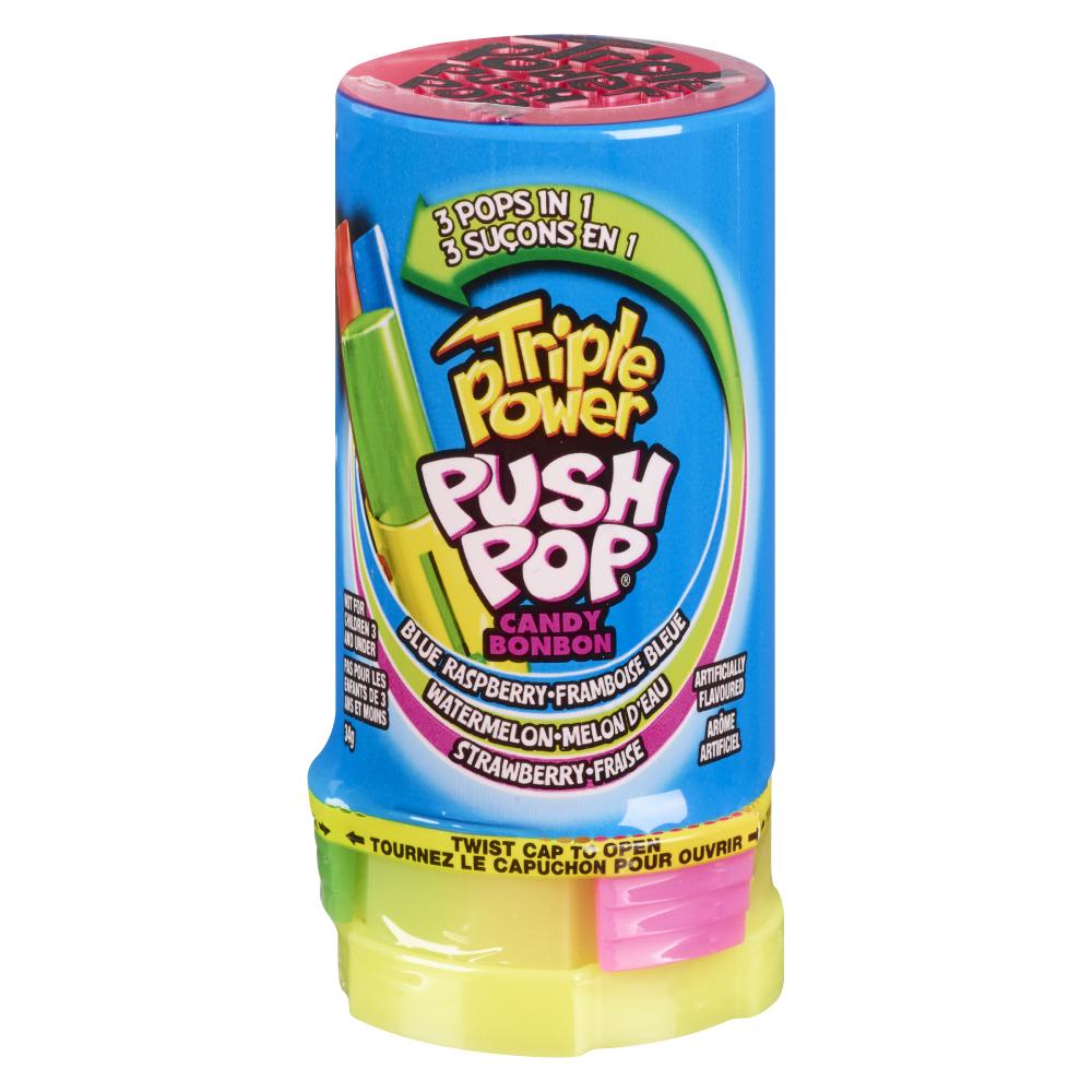 TRIPLE POWER PUSH TOP CANDIES, 16 X 34 G