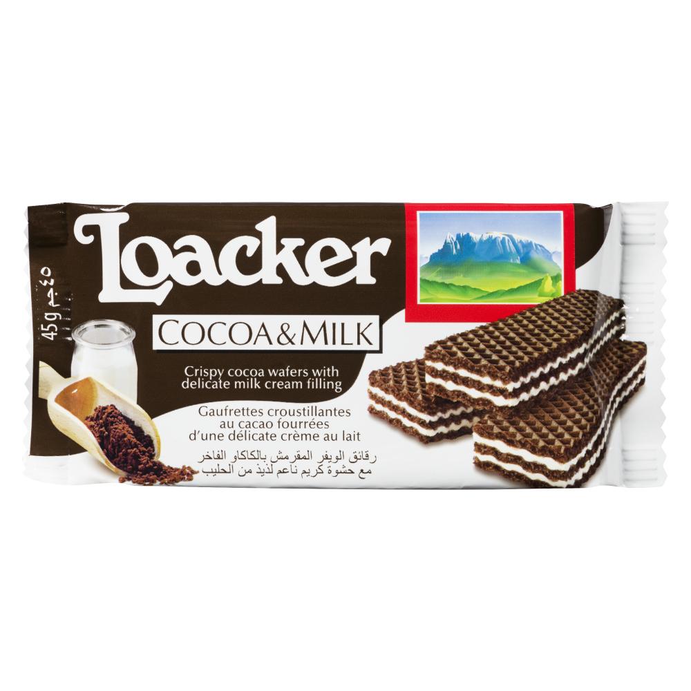 LOACKER WAFER CACAO & MILK, 12 X 45 G