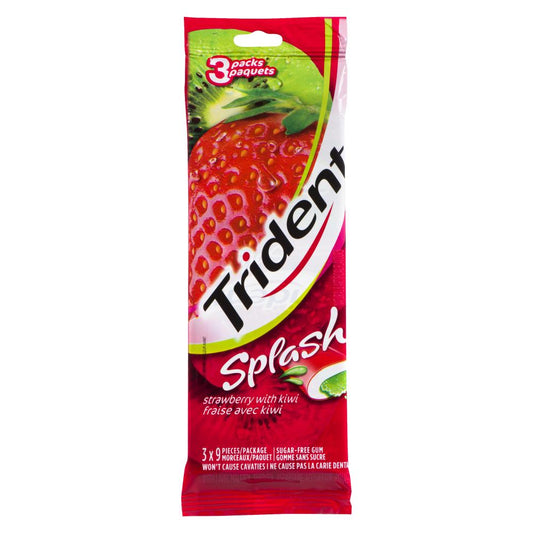 TRIDENT SPLASH STRAWBERRY KIWI, 18 X 3 UN