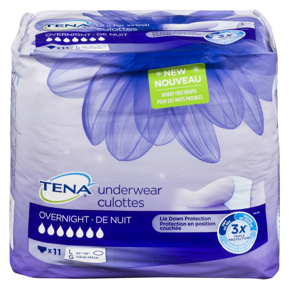 TENA NIGHTTIME UNDERWEAR, 4 X 11 UN