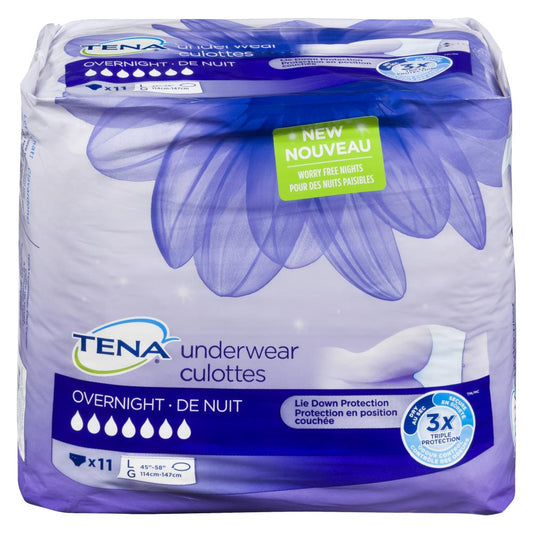 TENA NIGHTTIME UNDERWEAR, 4 X 11 UN