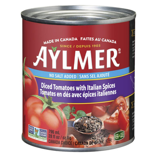 AYLMER ITALIAN SEASONED KERNEL TOMATOES, 24 X 796 ML