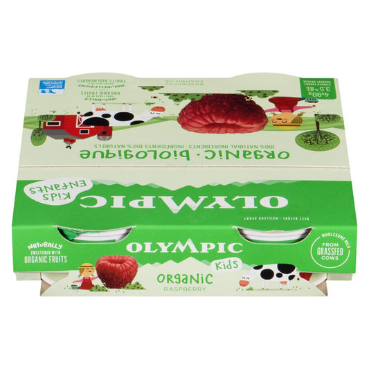 OLYMPIC ORGANIC MILK 3.5% FAT RASPBERRY 4X90G, 6 X 4 X 90 G