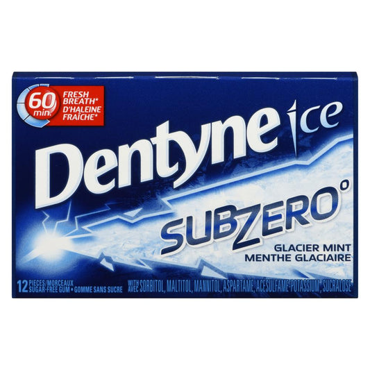 DENTYNE ICE GUM SUBZERO GLACIER, 12 X 1 UN
