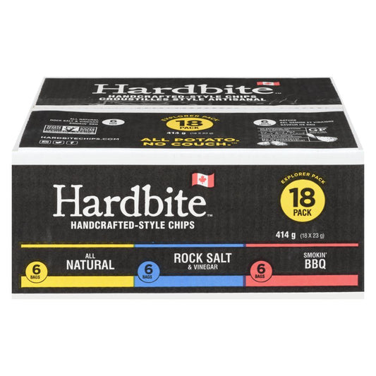 HARDBITECHIPS, VARIETYBOX 6NAT 6S V 6BBQ 18X23G, 1 x 414G