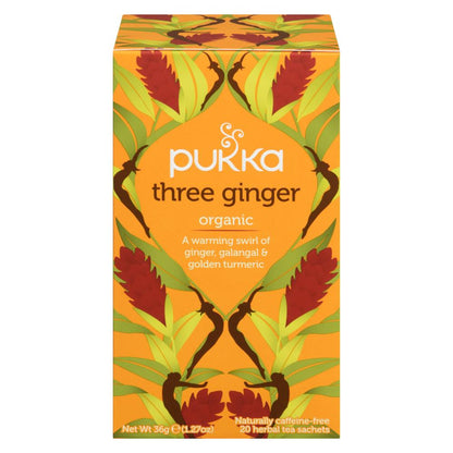 PUKKA ORGANIC THREE GINGERS HERBAL TEA, 4 X 20 UN