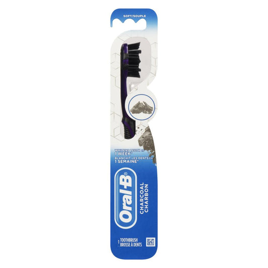 ORAL-B WHITE TOOTHBRUSH CHARCOAL 44S, 6 X 1 UN