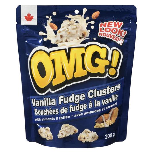 OMGS CLUSTERS TOFFEE VANILLA FUDGE ALMOND, 12 X 200 G