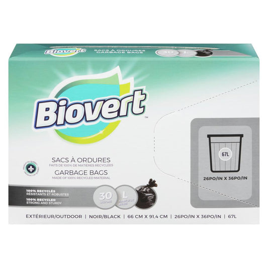 BIOVERT OXO-BIODEGRADABLE KITCHEN BAGS BLACK, 10 X 30 UN