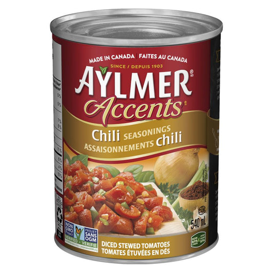 AYLMER TOMATO ACCENTS STEWED CHILI, 24 X 540 ML