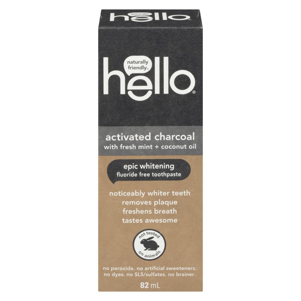 HELLO CHARCOAL ACTIVATED TOOTHPASTE, 6 X 82 ML