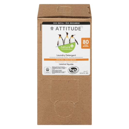 ATTITUDE LAUNDRY DETERGENT CITRUS REFILL 80BR, 4 X 2 L